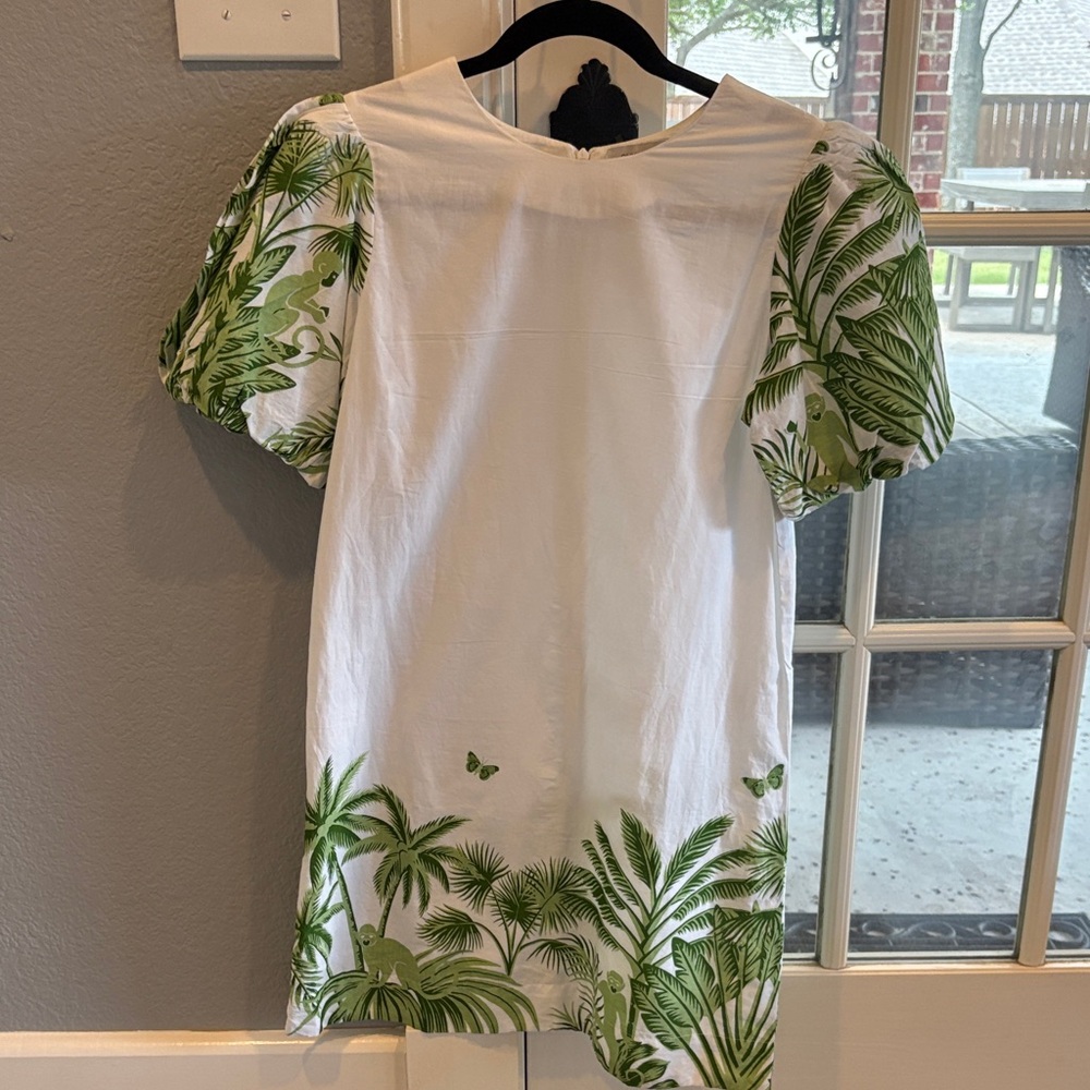 Tropical Green and White Dress